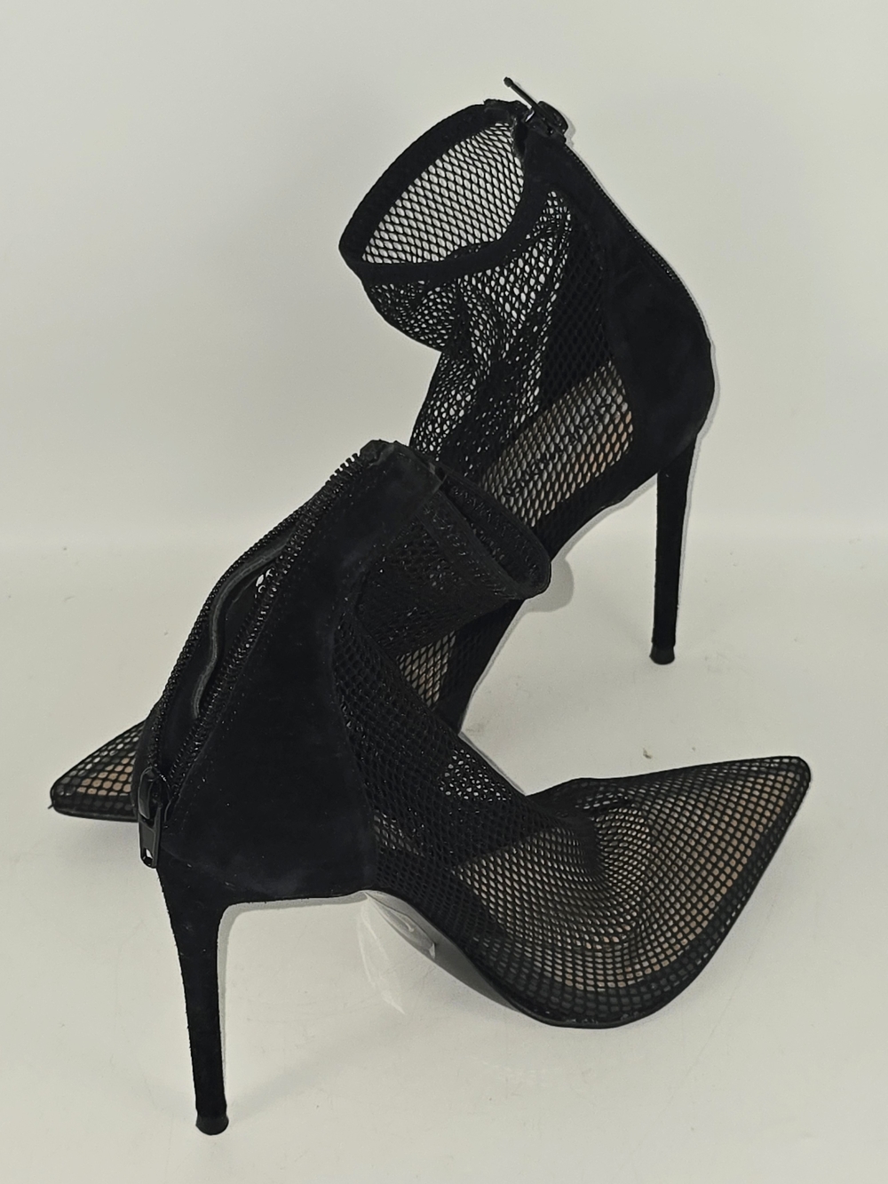 Black Mesh Pointed-Toe Stiletto Ankle Heels By Steve Madden Size 7.5M/Black